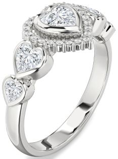 Diamond Platinum Heart Halo Engagement Ring