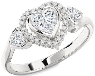 Diamond Platinum Heart Halo Engagement Ring