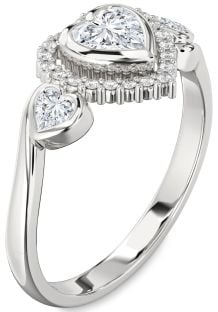 Diamond Platinum Heart Halo Engagement Ring