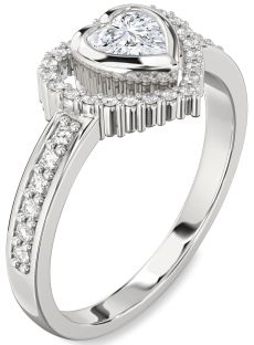 Diamond Platinum Heart Solitaire Engagement Ring