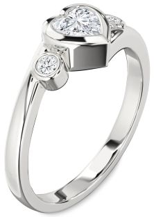 Diamond Platinum Heart Three Stone Engagement Ring