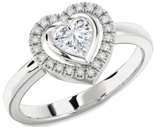 Diamond Platinum Heart Solitaire Engagement Ring