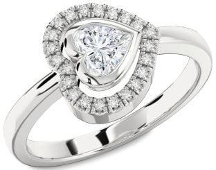 Diamond Platinum Heart Solitaire Engagement Ring
