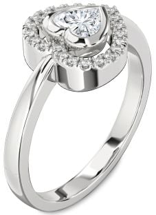 Diamond Platinum Heart Solitaire Engagement Ring