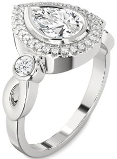 Diamond Platinum Halo Pear Engagement Ring