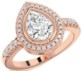 Diamond Rose Gold Halo Pear Engagement Ring