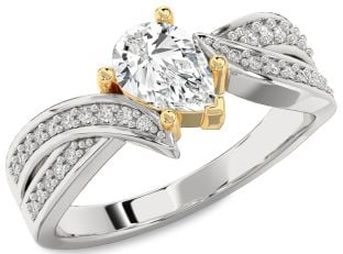 Diamond Platinum & Yellow Gold Pear Solitaire Engagement Ring