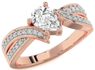 Diamond Rose Gold Pear Solitaire Engagement Ring
