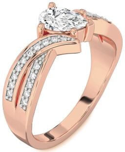 Diamond Rose Gold Pear Solitaire Engagement Ring
