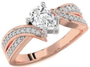 Diamond Platinum & Rose Gold Pear Solitaire Engagement Ring