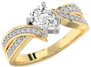 Diamond Platinum & Yellow Gold Pear Solitaire Engagement Ring