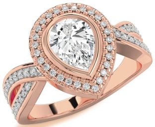 Diamond Rose Gold Halo Pear Pave Engagement Ring