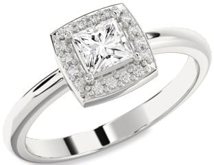 Diamond Platinum Halo Princess Engagement Ring