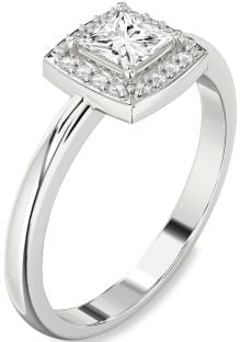 Diamond Platinum Halo Princess Engagement Ring