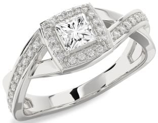 Diamond Platinum Halo Princess Engagement Ring