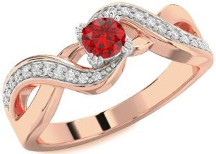 Diamond Ruby Platinum & Rose Gold Infinity Round Promise Ring