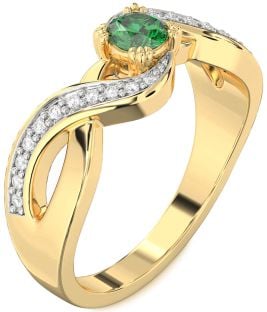 Diamond Emerald Gold Infinity Round Promise Ring
