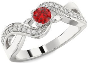 Diamond Ruby Platinum Infinity Round Promise Ring