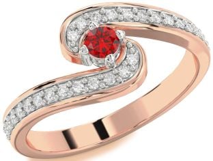 Diamond Ruby Platinum & Rose Gold Round Pave Promise Ring