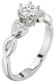 Diamond Platinum Heart Three Stone Engagement Ring