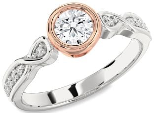 Diamond Platinum & Rose Gold Round Solitaire Engagement Ring