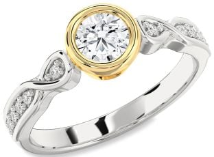 Diamond Platinum & Yellow Gold Round Solitaire Engagement Ring