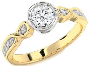 Diamond Platinum & Yellow Gold Round Solitaire Engagement Ring