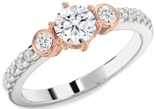 Diamond Platinum & Rose Gold Round Three Stone Engagement Ring