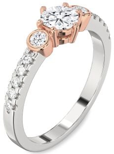 Diamond Platinum & Rose Gold Round Three Stone Engagement Ring