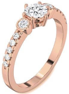 Diamond Rose Gold Round Three Stone Engagement Ring