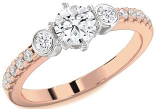 Diamond Platinum & Rose Gold Round Three Stone Engagement Ring