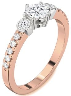 Diamond Platinum & Rose Gold Round Three Stone Engagement Ring