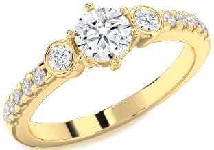 Diamond Gold Round Three Stone Engagement Ring