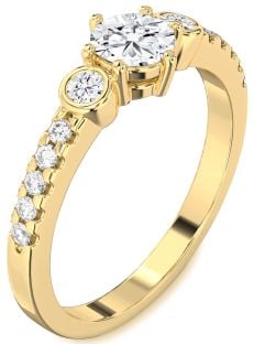 Diamond Gold Round Three Stone Engagement Ring
