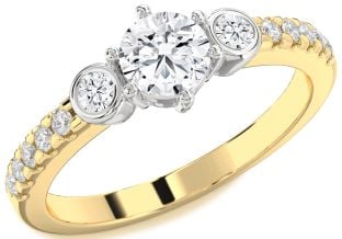 Diamond Platinum & Yellow Gold Round Three Stone Engagement Ring