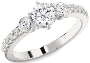 Diamond Platinum Round Three Stone Engagement Ring