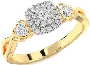 Diamond Platinum & Yellow Gold Heart Three Stone Engagement Ring