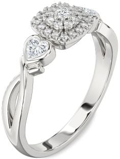 Diamond Platinum Heart Three Stone Engagement Ring