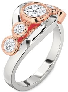Diamond Platinum & Rose Gold Round Engagement Ring