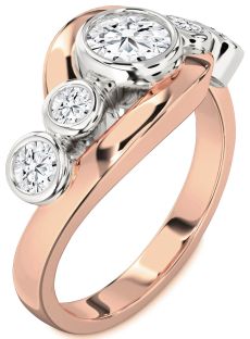 Diamond Platinum & Rose Gold Round Engagement Ring