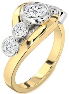 Diamond Platinum & Yellow Gold Round Engagement Ring