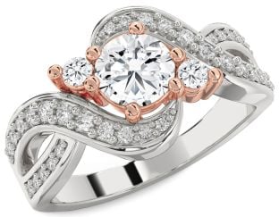 Diamond Platinum & Rose Gold Round Three Stone Engagement Ring