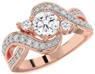 Diamond Rose Gold Round Three Stone Engagement Ring
