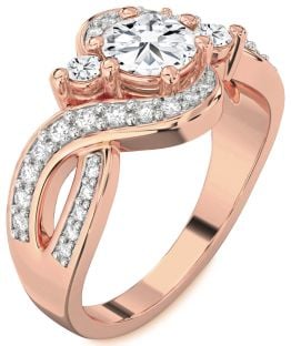 Diamond Rose Gold Round Three Stone Engagement Ring