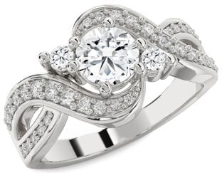 Diamond Platinum Round Three Stone Engagement Ring