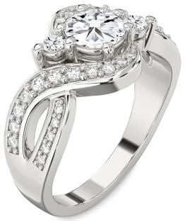 Diamond Platinum Round Three Stone Engagement Ring