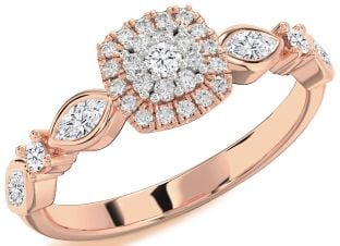 Diamond Rose Gold Halo Round Promise Ring
