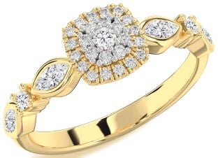 Diamond Gold Halo Round Promise Ring