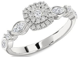 Diamond Platinum Halo Round Promise Ring