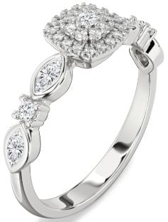 Diamond Platinum Halo Round Promise Ring